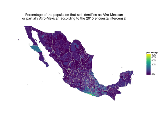 Percentage of the population that is Afro-Mexican by County
