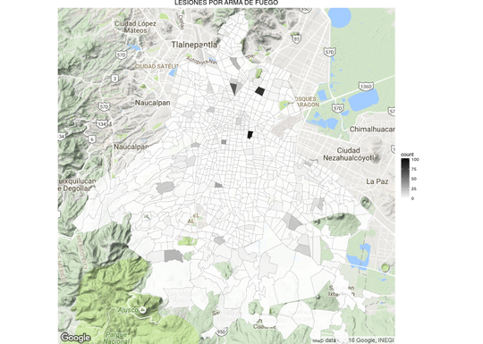 Firearm lesions counts by cuadrante