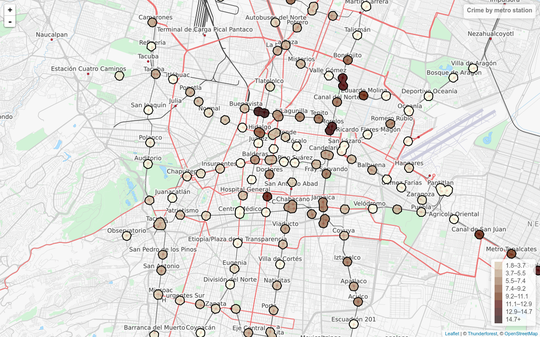 Interactive crime map by metro station