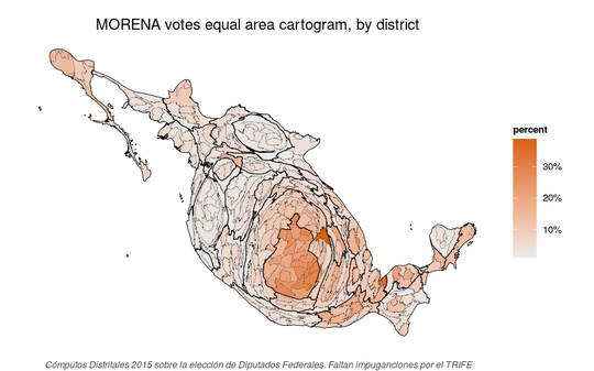 Equal area cartogram of the true chairos