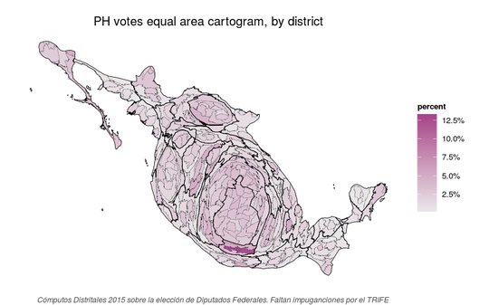 Equal area cartogram of the PT