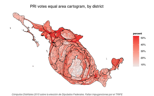 Equal area cartogram of the most evil party to have ever existed