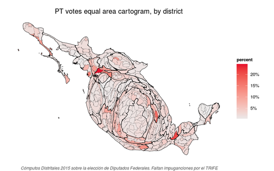Equal area cartogram of the PT